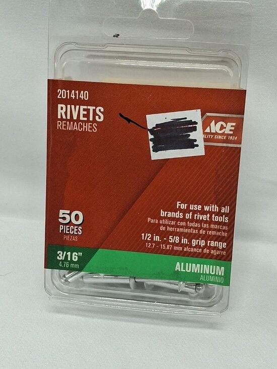 ACE Other - Ace 3/16 in. D X 1/2 - 5/8 in. Range Aluminum Rivets Silver 50 pk